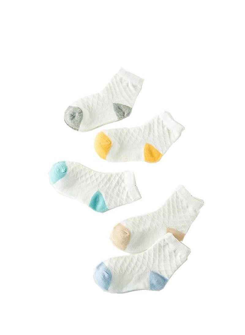 Barakah Baby Non Slip Socks, Toddler Socks With Grips Ankle for Infants Kids Little Girls Boys Girls Cotton Mesh Socks Easy for Small Hands-Adorable Designs-Includes Striped (5 Pairs) - Image 3