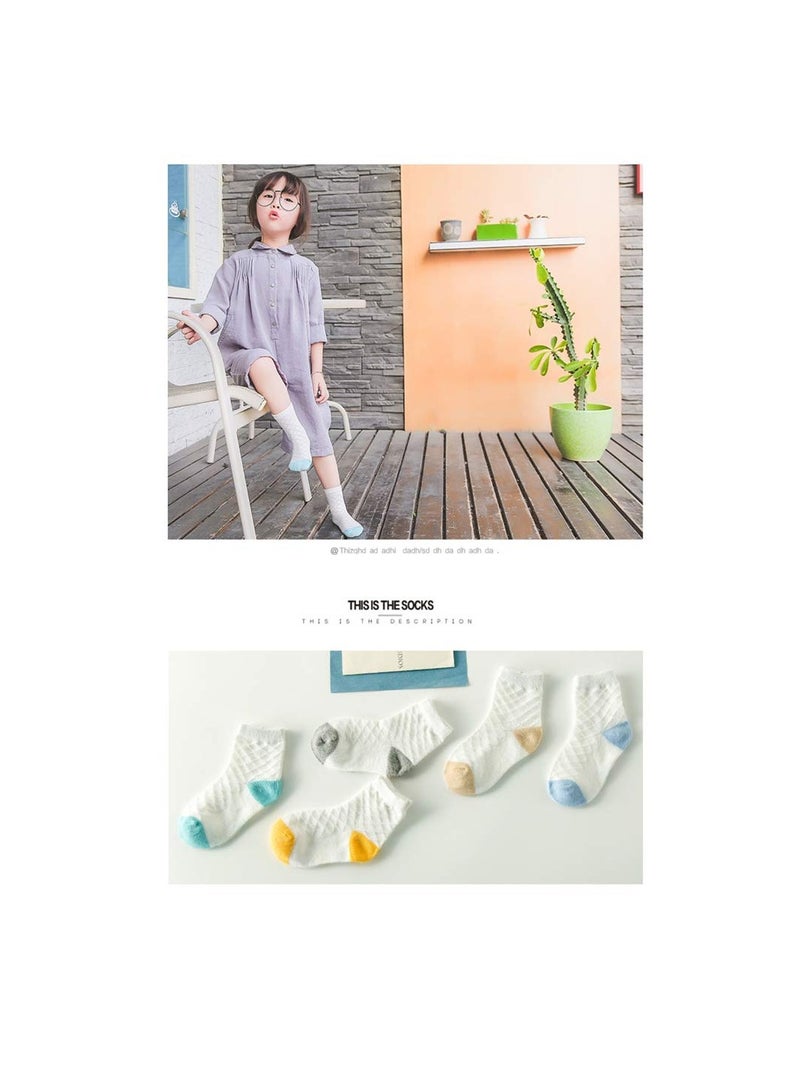 Barakah Baby Non Slip Socks, Toddler Socks With Grips Ankle for Infants Kids Little Girls Boys Girls Cotton Mesh Socks Easy for Small Hands-Adorable Designs-Includes Striped (5 Pairs) - Image 5