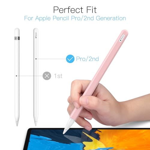 MoKo Pencil Case for Apple Pencil 2nd GenerationApple Pencil Pro 2 Pieces Protective Silicone Apple Pencil 2nd Generation Pencil Holder Sleeve and Protective Nib Cover for Apple Pencil 2Soft Pink - Image 3
