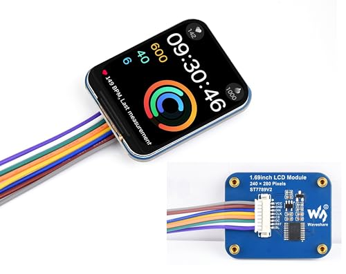 waveshare 1.69inch LCD Display Module, 240x280 IPS Screen, 262K RGB Display Colors, SPI Interface,Embedded ST7789V2 Driver chip, Using SPI Interface, Compatible with Arduino,Raspberry Pi, STM32, etc. - Image 1