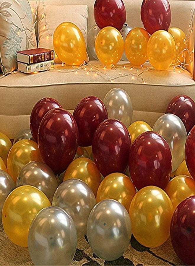 هونج كونج بالونز بالونات HK Balloons لاتكس معدنية عالية الدقة للزينة (ذهبي، فضي، وبني) - عبوة من 100 بالون - Image 1