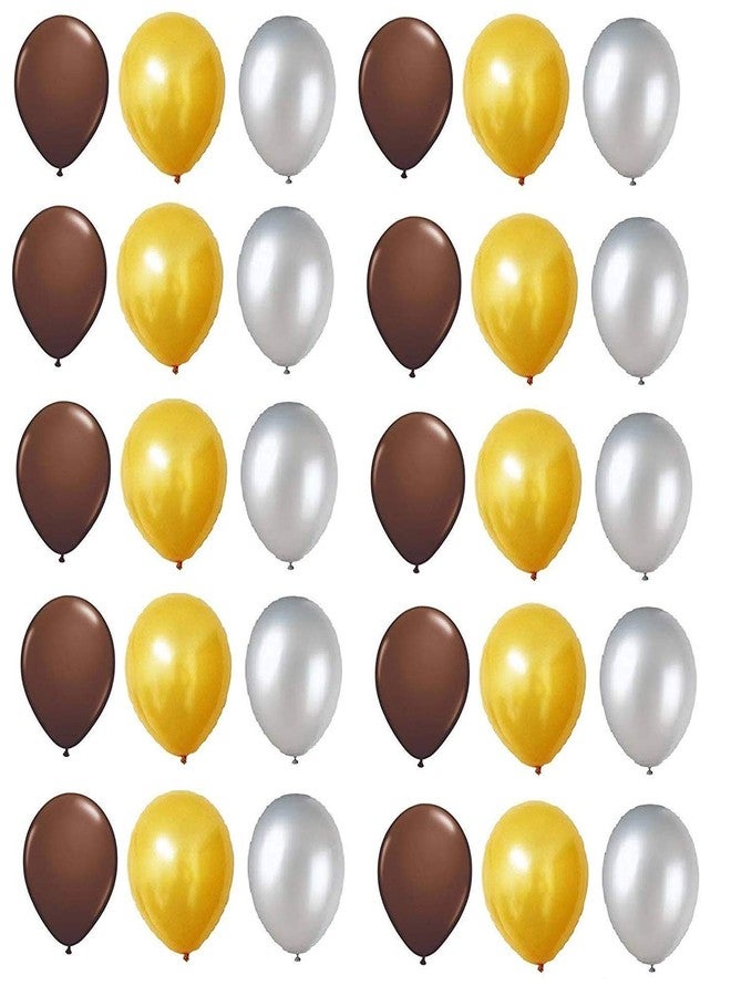 هونج كونج بالونز بالونات HK Balloons لاتكس معدنية عالية الدقة للزينة (ذهبي، فضي، وبني) - عبوة من 100 بالون - Image 2