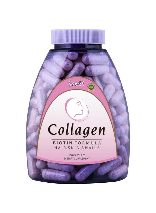 Sanar Naturals - Collagen Pills Biotin Vitamin C Hair Growth Strong Nails Biotin Vitamins For Hair Skin And Nails Collagen Biotin Formula Collagen Peptides Supplement 150 Capsules - Image 1