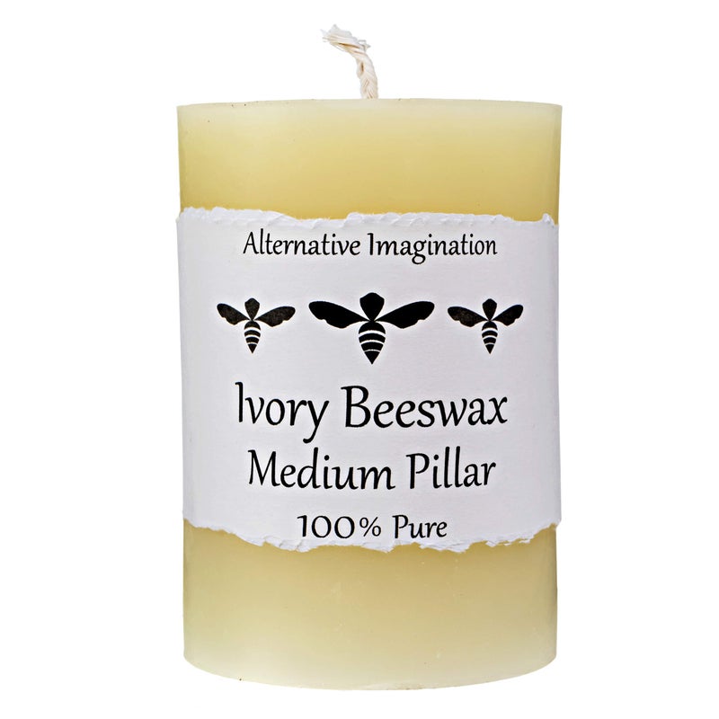 Alternative Imagination Beeswax White Pillar Candles - 3x4-100% Pure Beeswax Candles - 60 Hour - Unscented, Smokeless, Dripless for Home Decor, Wedding Decor, Spiritual Gifts, Spa Gifts - 1 Pack - Alternative Imagination - Image 1