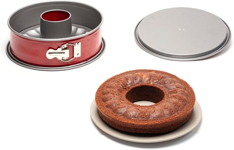 T-fal TEFAL Baking Mold | Delibake 25 cm Savarin Springform Pan | Red | Oversized Base | Perfect Release | High-Quality Carbon Steel Bakeware |Easy to Clean | 2 Years Warranty | J1642614, Assorted Color - Image 2