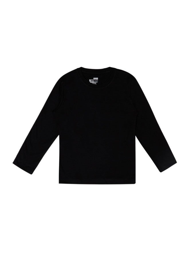 BODYCARE Girls Round Neck Full Sleeves Solid Tshirt - Black - Image 1