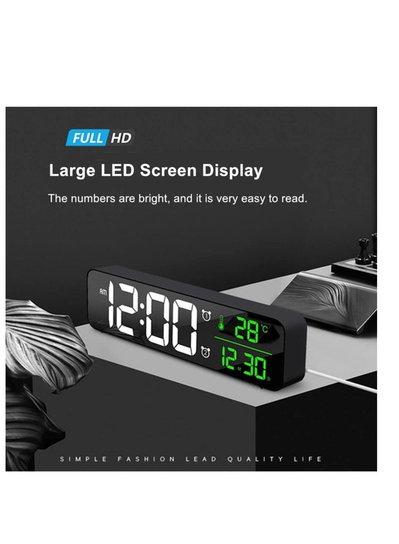 SYOSI Digital Clock Large Display Alarm Clock for Living Room Office Bedroom Decor LED Electronic Date Temp Display Wall Electric Clocks Automatic Brightness Dimmer Smart Cool Modern Desk Accessories Black  - Image 2