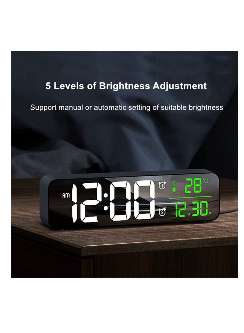 SYOSI Digital Clock Large Display Alarm Clock for Living Room Office Bedroom Decor LED Electronic Date Temp Display Wall Electric Clocks Automatic Brightness Dimmer Smart Cool Modern Desk Accessories Black  - Image 4