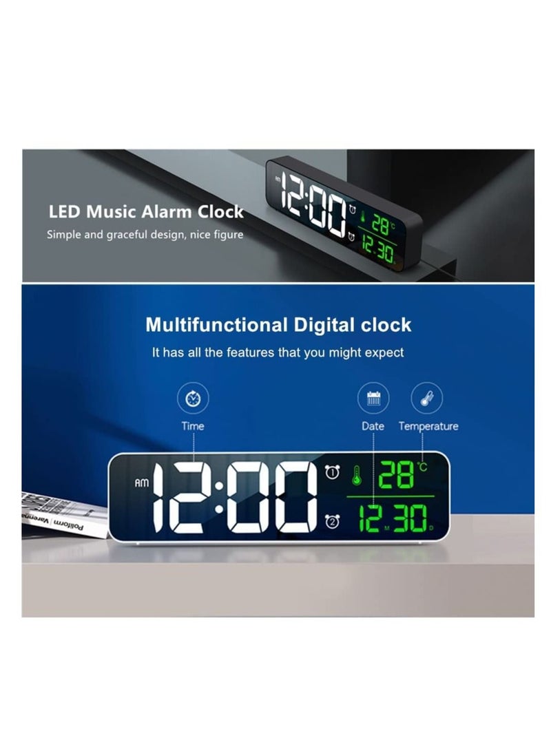 SYOSI Digital Clock Large Display Alarm Clock for Living Room Office Bedroom Decor LED Electronic Date Temp Display Wall Electric Clocks Automatic Brightness Dimmer Smart Cool Modern Desk Accessories Black  - Image 3