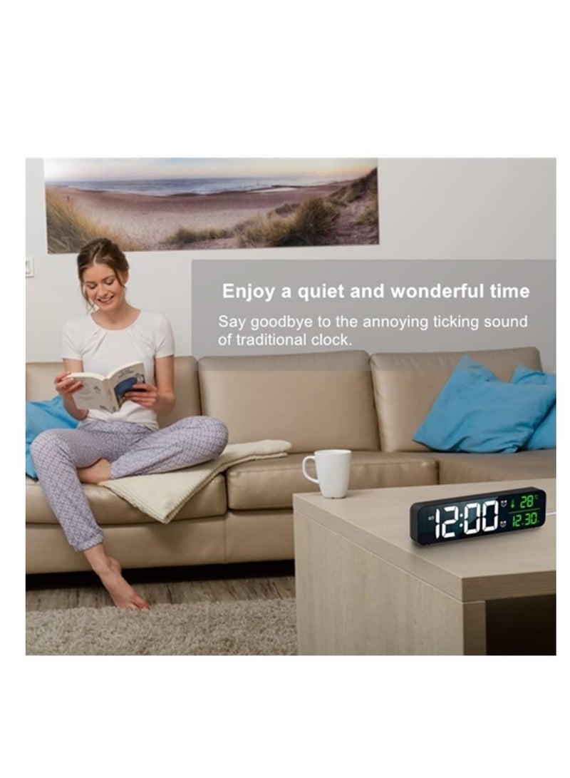 SYOSI Digital Clock Large Display Alarm Clock for Living Room Office Bedroom Decor LED Electronic Date Temp Display Wall Electric Clocks Automatic Brightness Dimmer Smart Cool Modern Desk Accessories Black  - Image 5