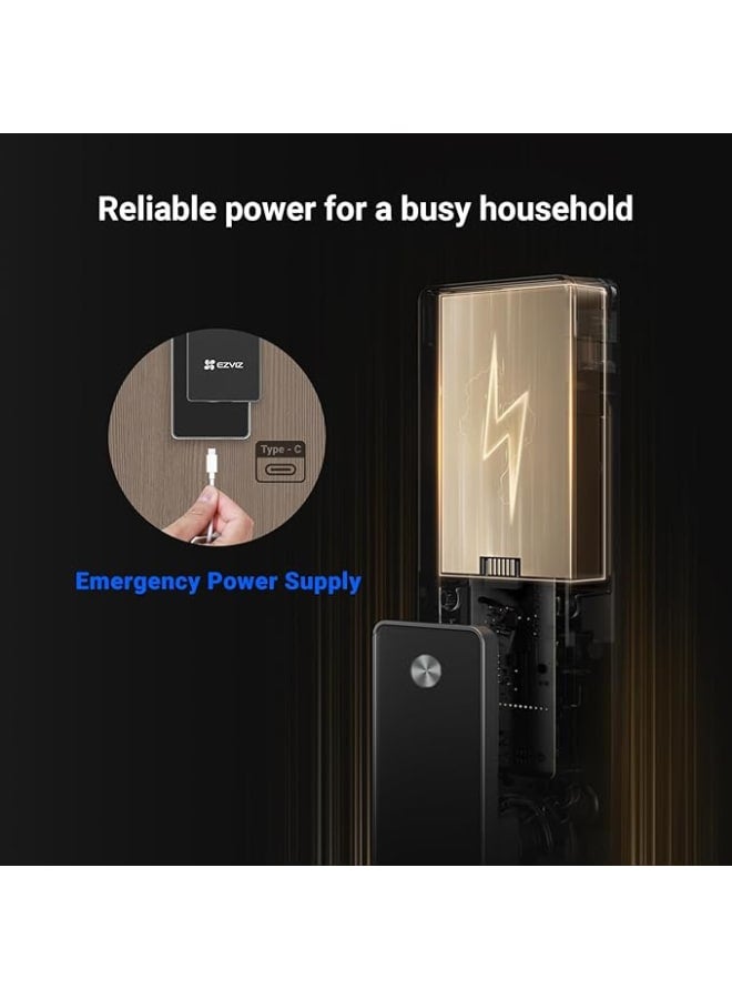 إيزفيز قفل باب ذكي DL50FVS 8 في 1 بدون مفتاح وبتقنية التعرف على الوجه ثلاثي الأبعاد وتخزين مدمج 8 جيجابايت ورؤية ليلية 2 م واتصال داخلي نشط وتحكم بالتطبيق من EZVIZ، 5085 - Image 4