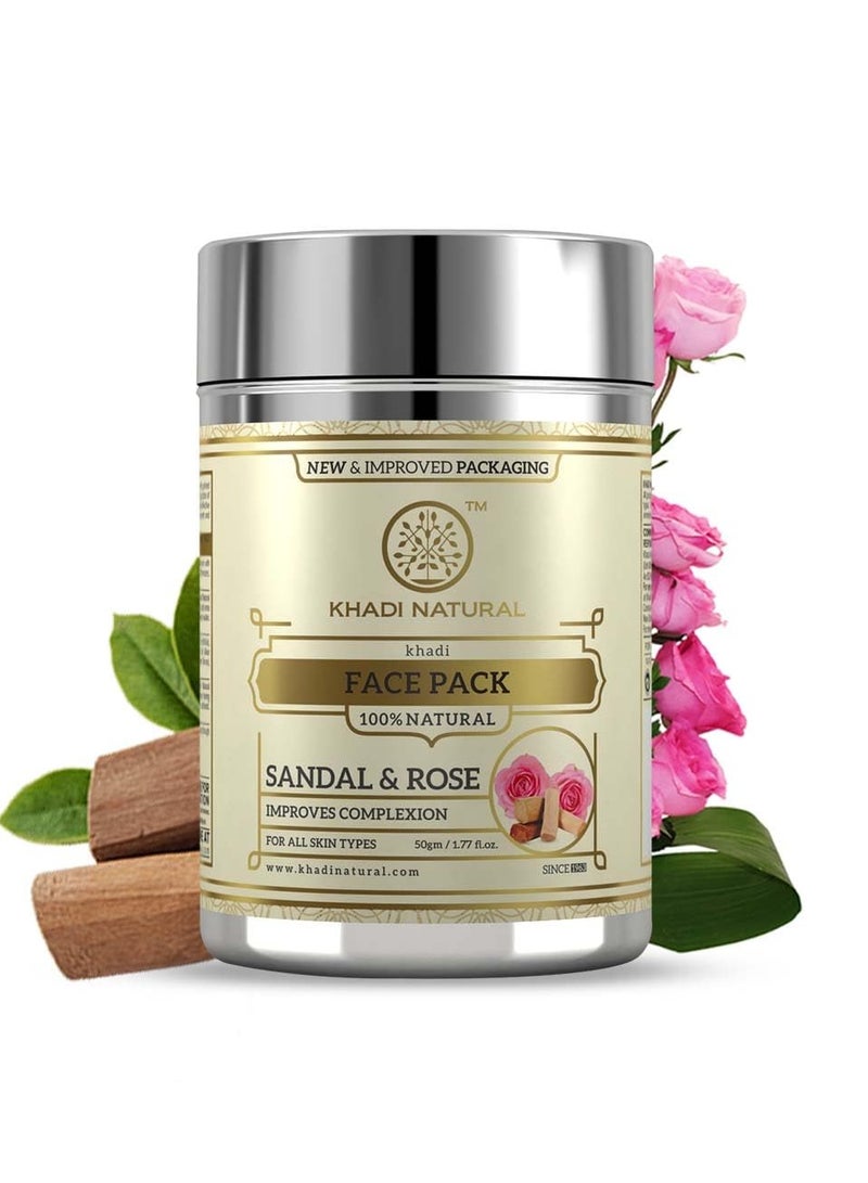 Khadi Natural Khadi Natural Sandal and Rose Herbal Face Pack, 50g| Face Pack for Controlling Excess Oil | Natural Face Pack for Acne | Herbal Face Pack for Glowing Skin | Suitable for All Skin Types  - Image 1