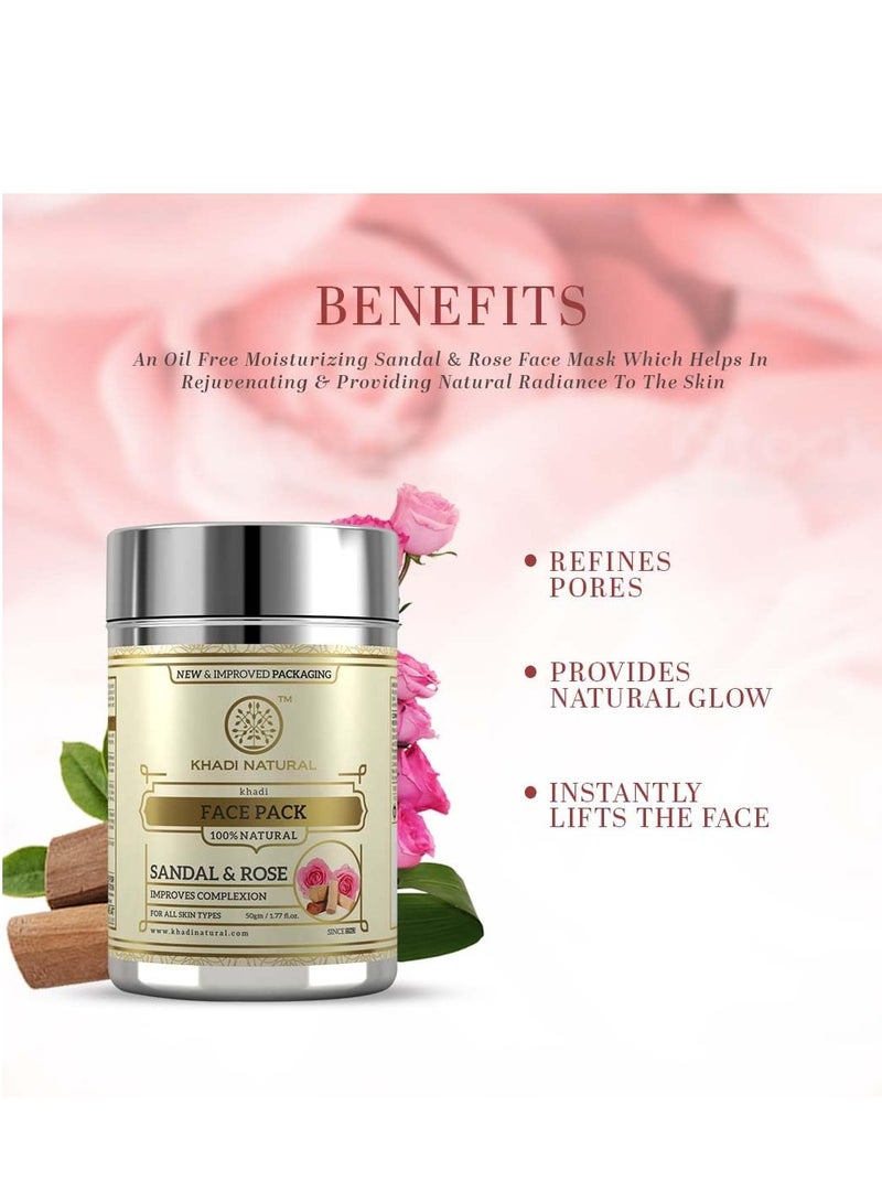 Khadi Natural Khadi Natural Sandal and Rose Herbal Face Pack, 50g| Face Pack for Controlling Excess Oil | Natural Face Pack for Acne | Herbal Face Pack for Glowing Skin | Suitable for All Skin Types  - Image 2