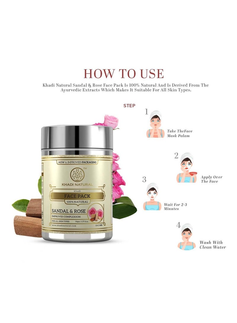 Khadi Natural Khadi Natural Sandal and Rose Herbal Face Pack, 50g| Face Pack for Controlling Excess Oil | Natural Face Pack for Acne | Herbal Face Pack for Glowing Skin | Suitable for All Skin Types  - Image 3