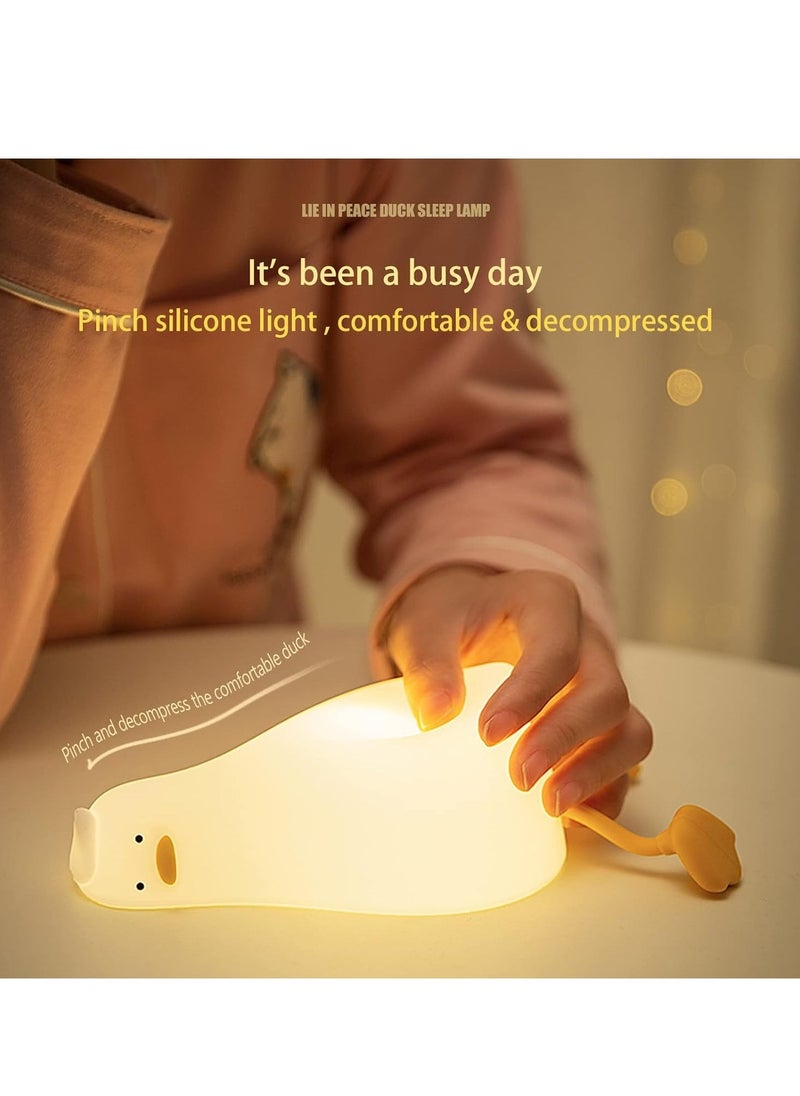 JAJEEK Benson Flat Duck Night Light – Cute Duck Design Sponge LED, Dimmable Rechargeable Silicone Night Light with Touch Control, Ideal Bedside Light for Breastfeeding, Finn the Duck for Nursery & Kids Room - Image 4