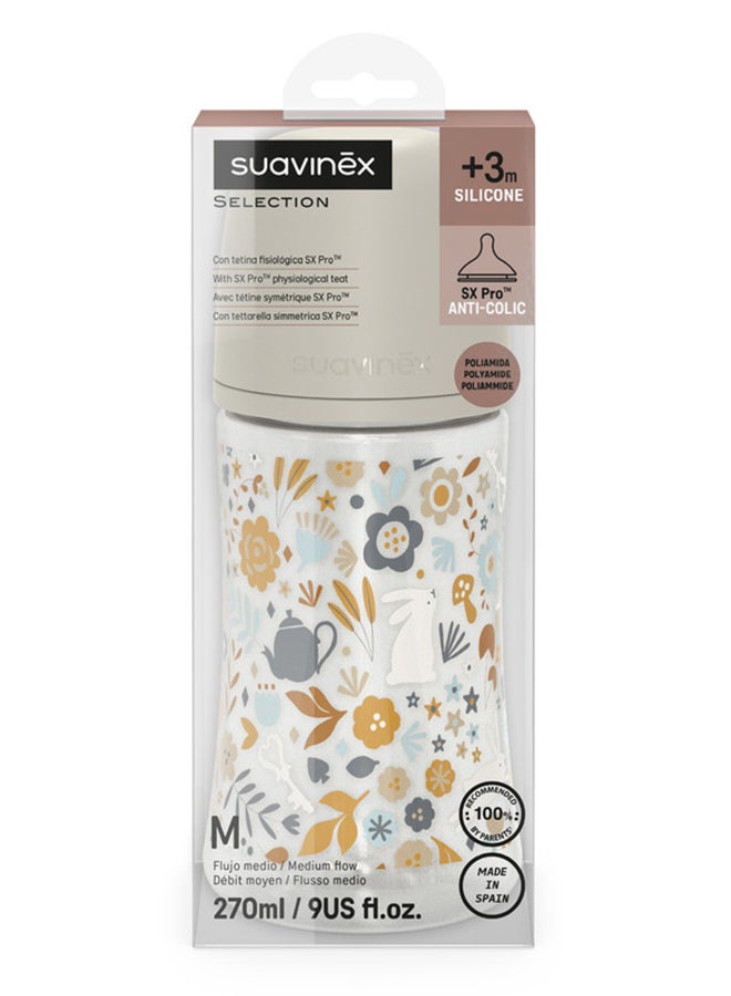 SUAVINEX زجاجة رضاعة أطفال من بولياميد مع حلمة فسيولوجية بتدفق متوسط، تحاكي تجربة الرضاعة الطبيعية، 3+ أشهر 270 مل - رمادي - Image 3