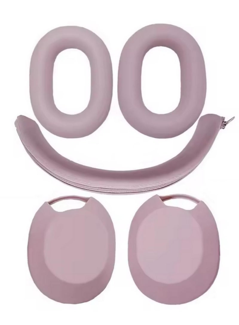 3PCS New Case For Sony WH-1000XM5 Headphone protective cases Washable silicone fall protection cover For Sony WH-1000XM5 Cover Rose Grey - Image 1
