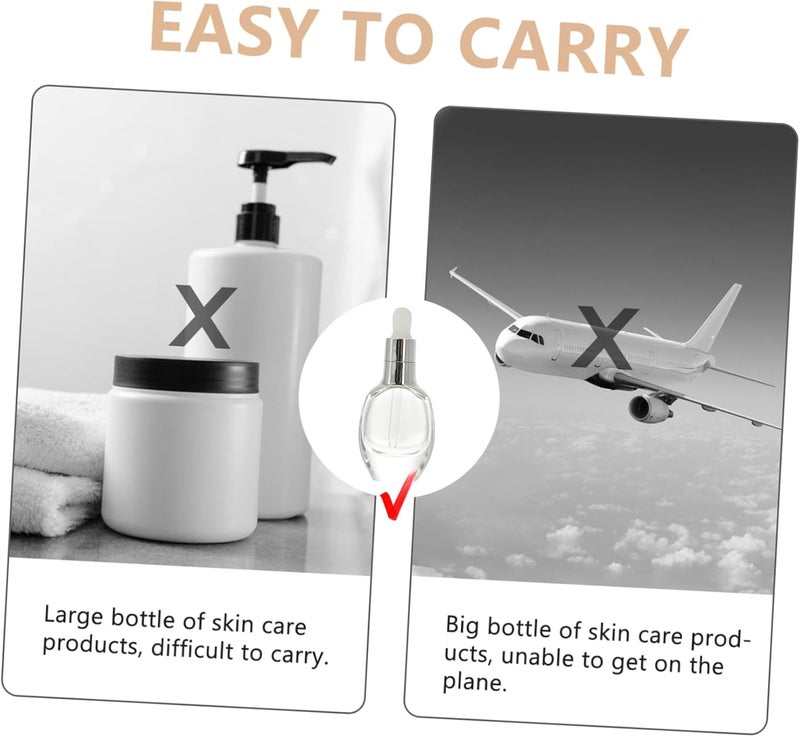 4pcs Refillable Glass Storage Bottles with Dropper Portable Essential Oil Subpackaging Bottles for Travel Lotion and Liquid Storage Silver Dropper Included - Image 5