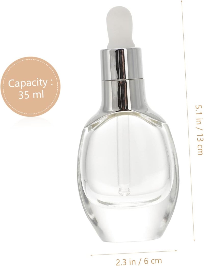 4pcs Refillable Glass Storage Bottles with Dropper Portable Essential Oil Subpackaging Bottles for Travel Lotion and Liquid Storage Silver Dropper Included - Image 3