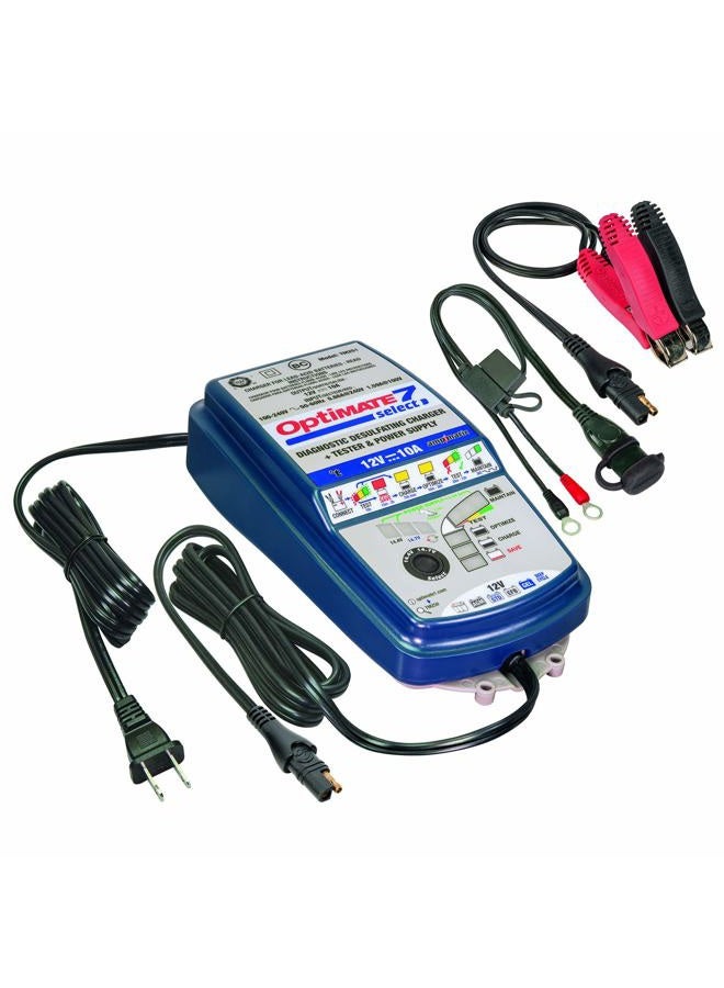 Tecmate OptiMATE 7 Select, TM-251, 9-step 10Amp battery charger for 12V starter and deep cycle batteries - Image 5
