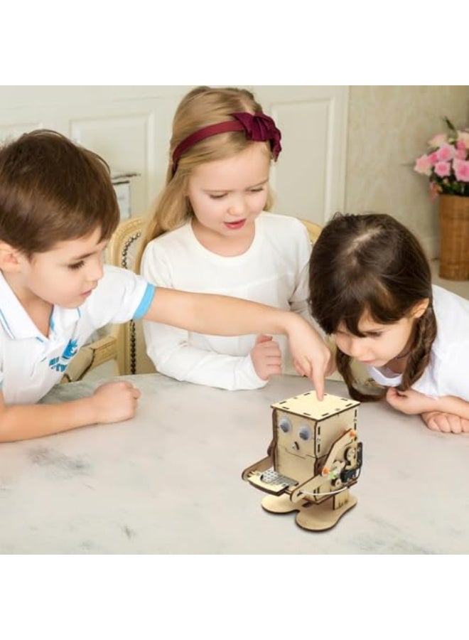 Coin Eating Robot for Kids, Educational Science Kits, Wooden DIY Coin Bank, Interactive Science Experiment Project, Robot Bank with Sound  Movement, Birthday Gift for Children - Image 4