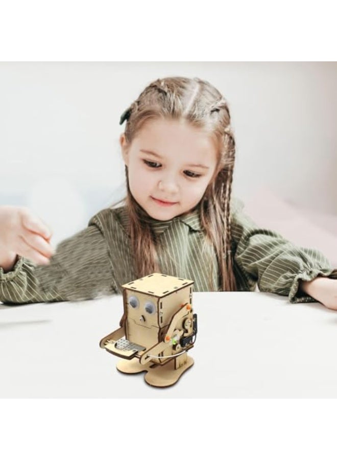 Coin Eating Robot for Kids, Educational Science Kits, Wooden DIY Coin Bank, Interactive Science Experiment Project, Robot Bank with Sound  Movement, Birthday Gift for Children - Image 3