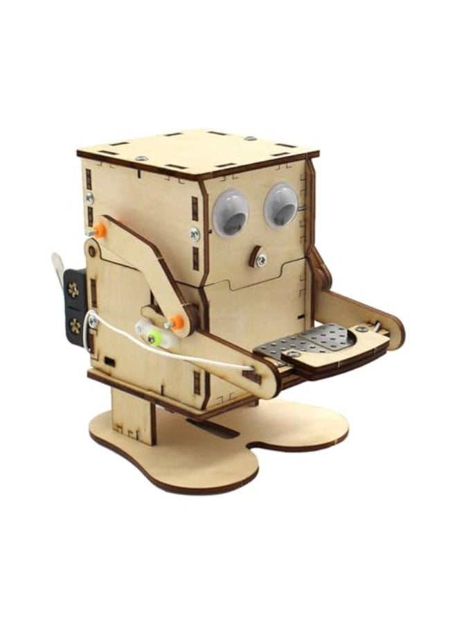 Coin Eating Robot for Kids, Educational Science Kits, Wooden DIY Coin Bank, Interactive Science Experiment Project, Robot Bank with Sound  Movement, Birthday Gift for Children - Image 1