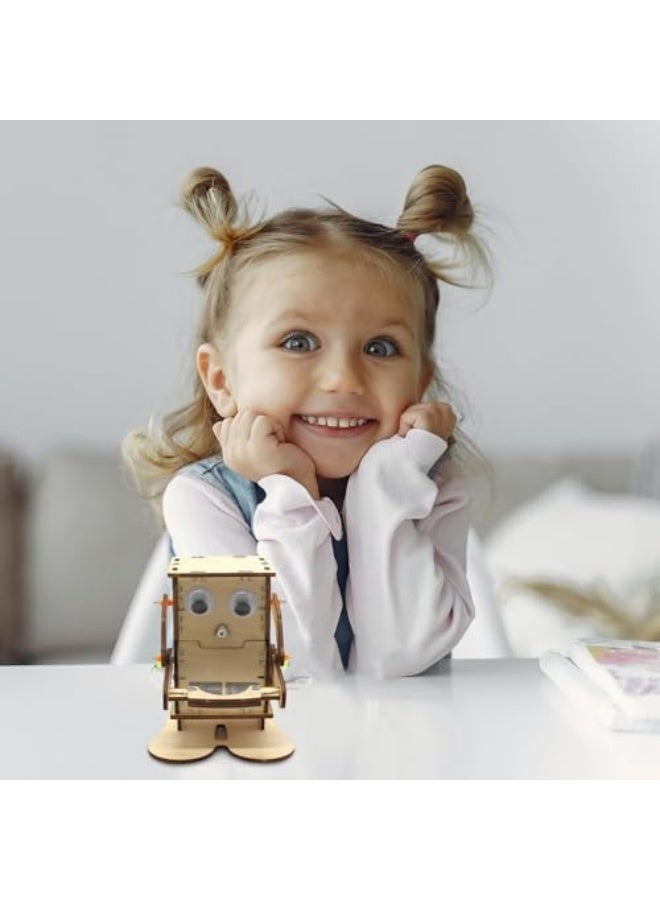 Coin Eating Robot for Kids, Educational Science Kits, Wooden DIY Coin Bank, Interactive Science Experiment Project, Robot Bank with Sound  Movement, Birthday Gift for Children - Image 2