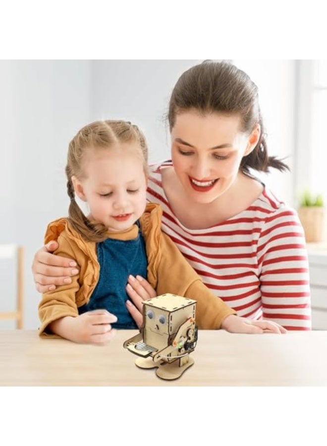 Coin Eating Robot for Kids, Educational Science Kits, Wooden DIY Coin Bank, Interactive Science Experiment Project, Robot Bank with Sound  Movement, Birthday Gift for Children - Image 5