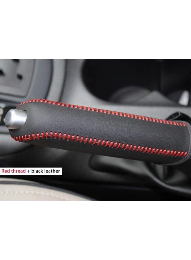 ACTOOLE Genuine Leather Handbrake Cover for Mazda 3 2014-2017 / CX3 2016-2017 / CX5 2013-2015 / 6 2014-2015 (Red Thread + Genuine Leather) - Image 3