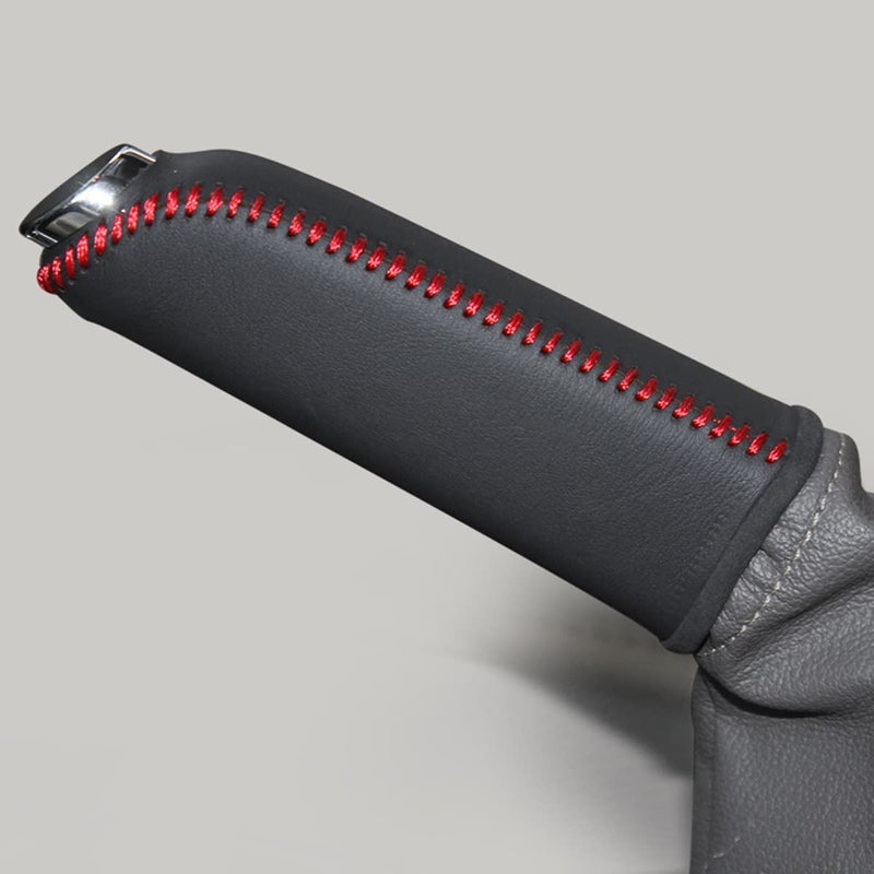 ACTOOLE Genuine Leather Handbrake Cover for Mazda 3 2014-2017 / CX3 2016-2017 / CX5 2013-2015 / 6 2014-2015 (Red Thread + Genuine Leather) - Image 1