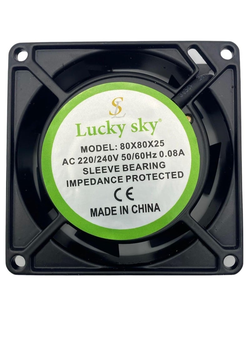Lucky Sky 80mm CPU Fan, 80mm x 25mm (80X80X25MM)220V Brushless DC 220V 3PIN Brushless PC Computer Case Cooling Fan.  - Image 1