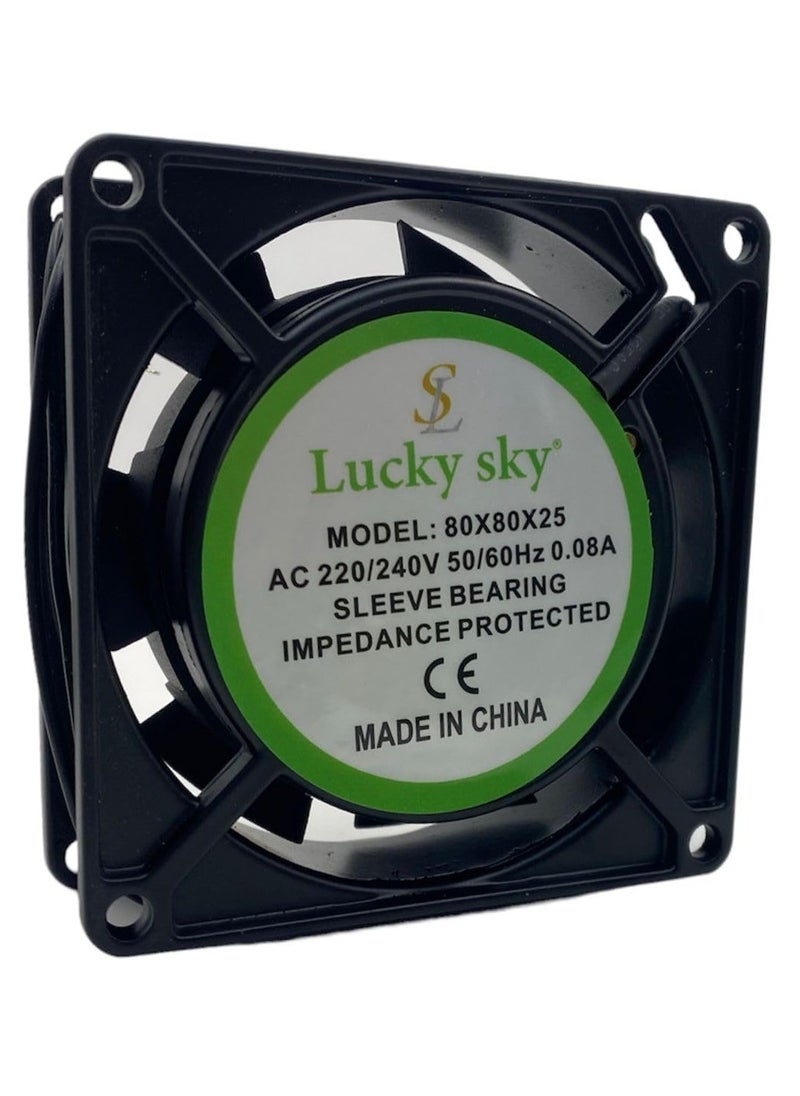 Lucky Sky 80mm CPU Fan, 80mm x 25mm (80X80X25MM)220V Brushless DC 220V 3PIN Brushless PC Computer Case Cooling Fan.  - Image 2
