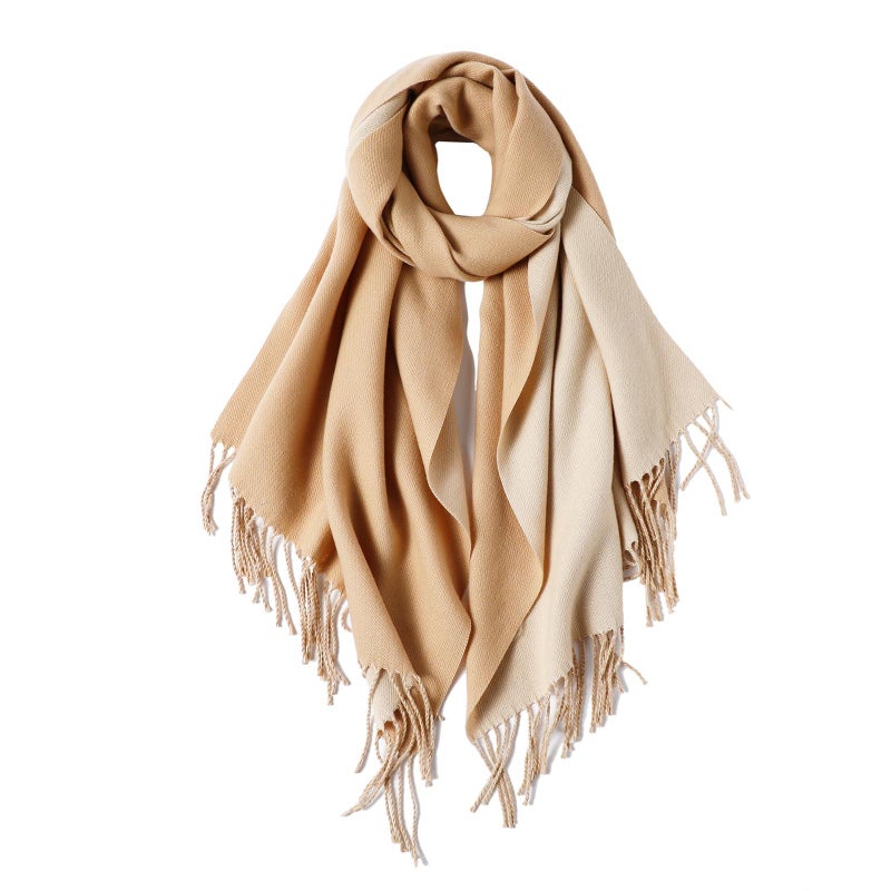 Long Scarf in Camel Color – Knitted, Winter, Warm, for Women, 180cm, Soft