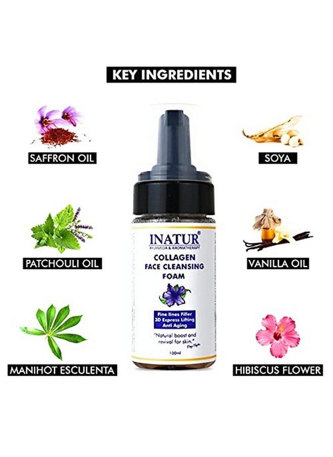 INATUR Collagen Face Cleansing Foam ; Bright And Glowing Skin ; Repairs Fine Lines And Wrinkles ; Mild And Hydrating ; For Smooth Skin And Nourishment ; 100 Ml  - Image 5
