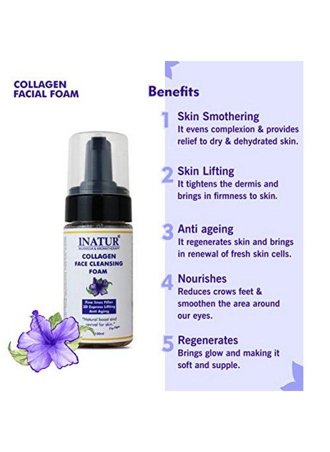 INATUR Collagen Face Cleansing Foam ; Bright And Glowing Skin ; Repairs Fine Lines And Wrinkles ; Mild And Hydrating ; For Smooth Skin And Nourishment ; 100 Ml  - Image 4