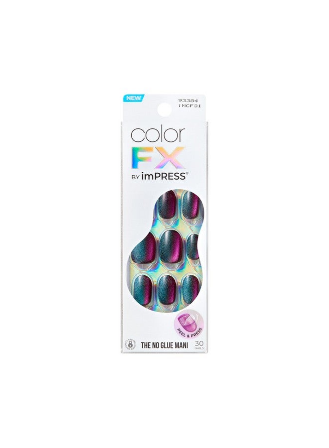 Impress KISS colorFX by imPRESS Press On Nails, 'Before Hours', Black, Short Size, Oval Shape, Includes 30 Fake Nails, Prep Pad, Instructions Sheet, 1 Manicure Stick, 1 Mini File - Image 1