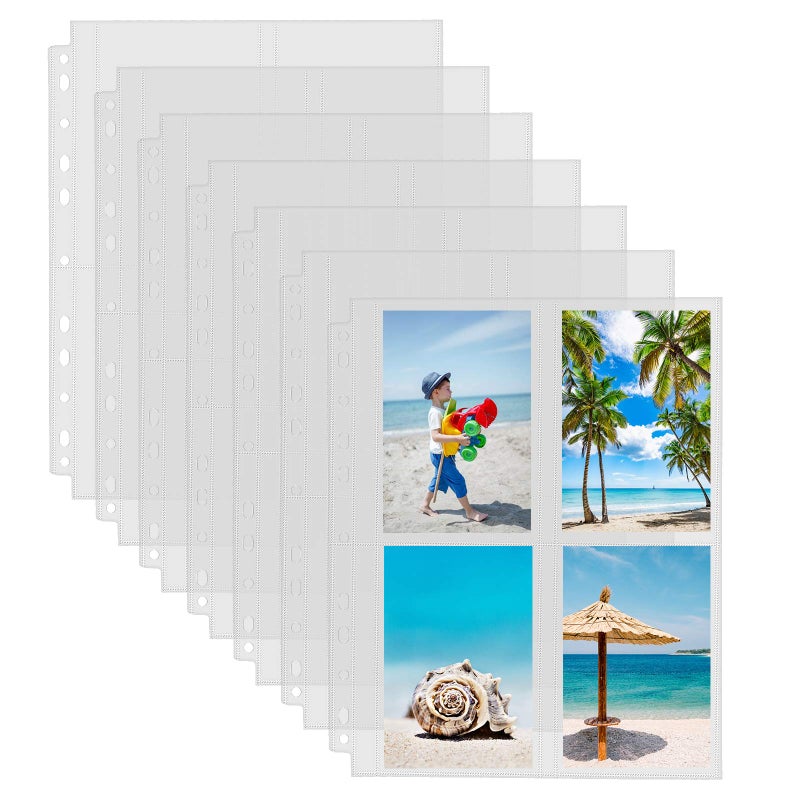 Sooez 30 Pack Photo Sleeves for 3 Ring Binder (240 Pictures), 3.5x5, Heavy Duty Plastic Page Protectors, Clear Binder Postcard Sleeves, Archival Photo Album Refill Pages, Binder Inserts - Image 1