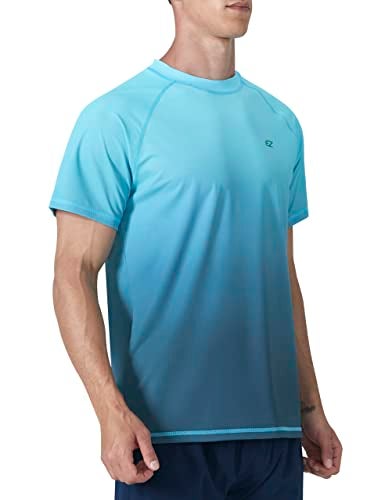 EZRUN Men's Rash Guard Swim Shirts Summer UPF 50+ UV Sun Protection Quick Dry Beach Fishing Water Shirts T Shirts for Men(Blue Gra,M) - Image 2