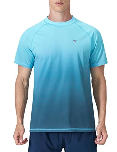 EZRUN Men's Rash Guard Swim Shirts Summer UPF 50+ UV Sun Protection Quick Dry Beach Fishing Water Shirts T Shirts for Men(Blue Gra,M) - Image 1