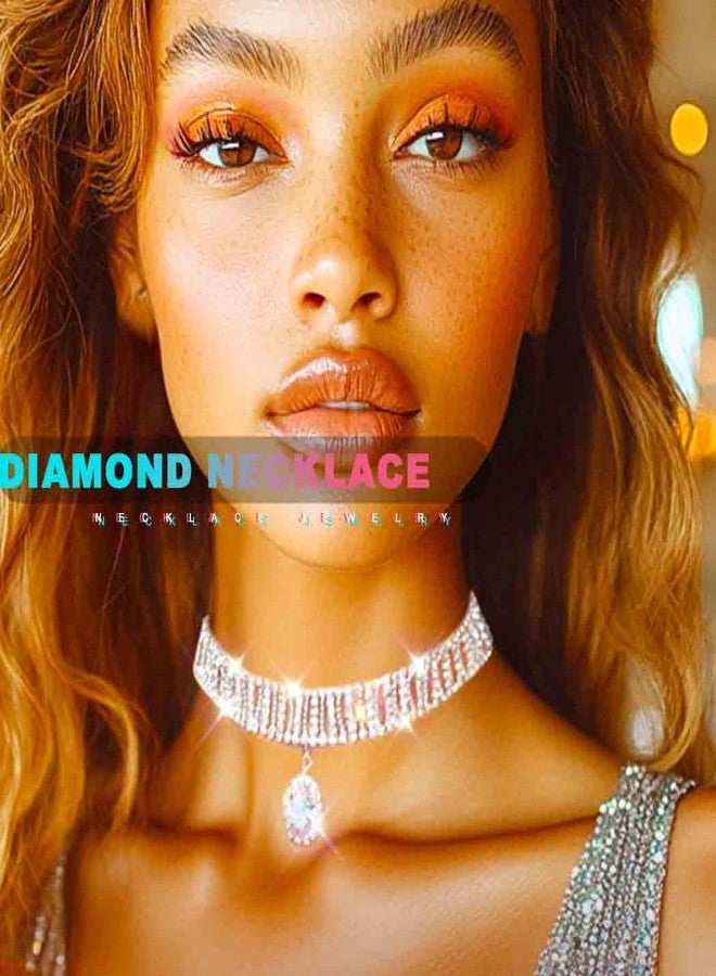 Zoestar Rhinestone Choker Necklace Silver Crystal Pendant Necklaces Prom Jewelry Accessories for Women - Image 3