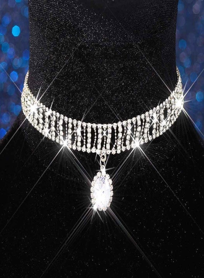 Zoestar Rhinestone Choker Necklace Silver Crystal Pendant Necklaces Prom Jewelry Accessories for Women - Image 2