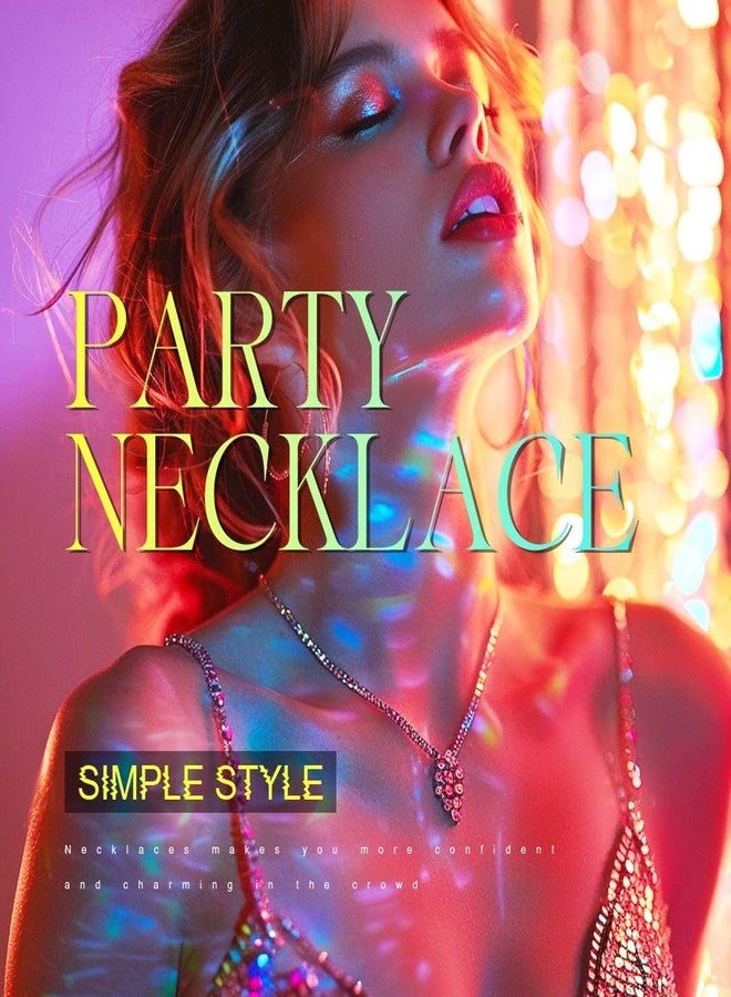 Zoestar Rhinestone Choker Necklace Silver Crystal Pendant Necklaces Prom Jewelry Accessories for Women - Image 4