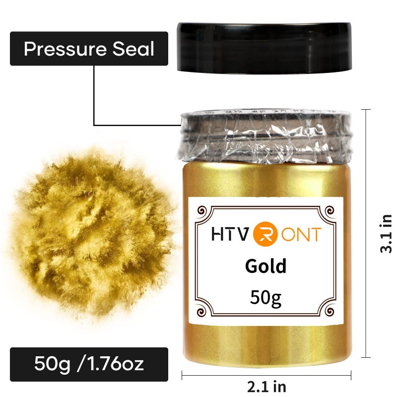 HTVRONT Gold Mica Powder for Epoxy Resin - 1.76 oz/50 g Mica Pigment Powder, Natural Mica Powder for Soap Making, Resin, Candle Making, Bath Bomb, Non-Toxic Pigment Powder - Image 3