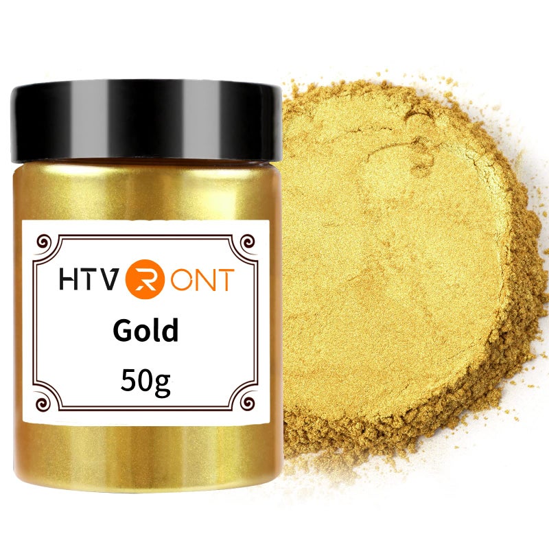 HTVRONT Gold Mica Powder for Epoxy Resin - 1.76 oz/50 g Mica Pigment Powder, Natural Mica Powder for Soap Making, Resin, Candle Making, Bath Bomb, Non-Toxic Pigment Powder - Image 1