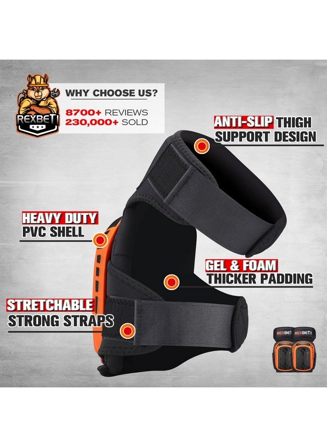 REXBETI REXBETI Knee Pads for Work, Construction Knee Pads for Men, Heavy Duty Comfortable Anti-slip Foam Gel Knee Pads for Gardening Flooring and Cleaning, Strong Stretchable Straps, Orange  - Image 2