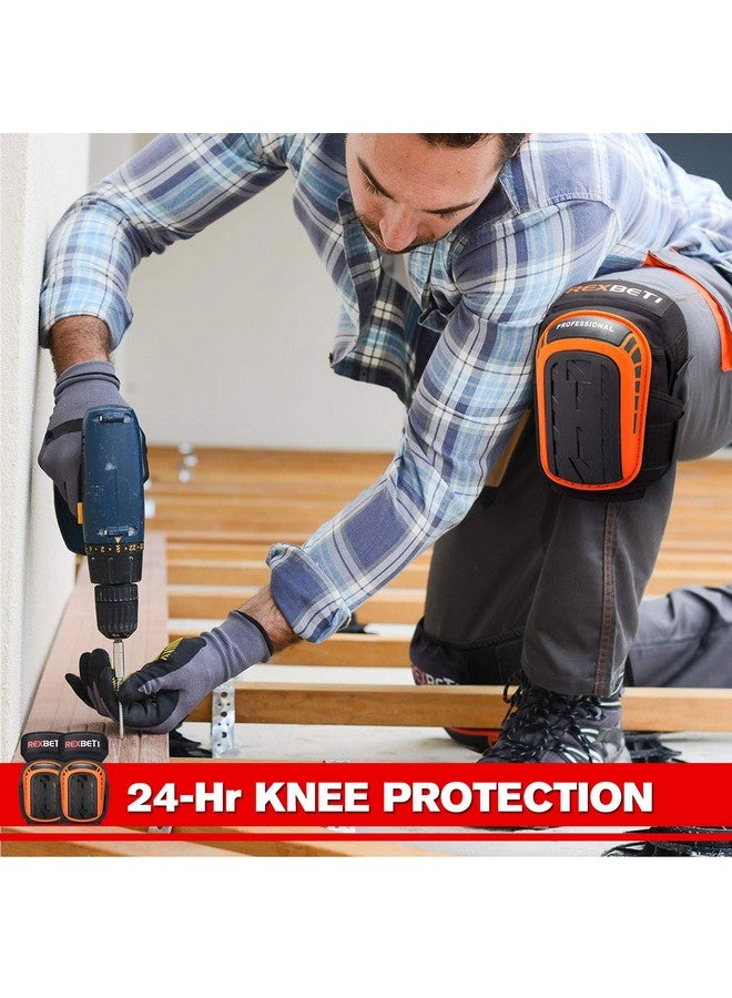 REXBETI REXBETI Knee Pads for Work, Construction Knee Pads for Men, Heavy Duty Comfortable Anti-slip Foam Gel Knee Pads for Gardening Flooring and Cleaning, Strong Stretchable Straps, Orange  - Image 5