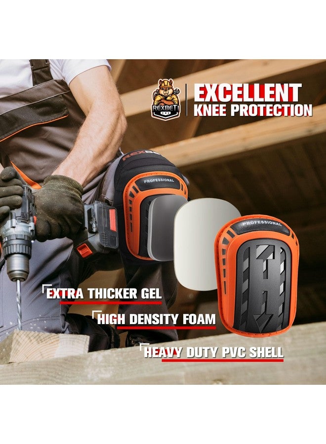 REXBETI REXBETI Knee Pads for Work, Construction Knee Pads for Men, Heavy Duty Comfortable Anti-slip Foam Gel Knee Pads for Gardening Flooring and Cleaning, Strong Stretchable Straps, Orange  - Image 3