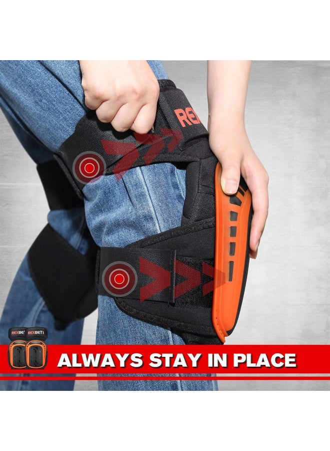 REXBETI REXBETI Knee Pads for Work, Construction Knee Pads for Men, Heavy Duty Comfortable Anti-slip Foam Gel Knee Pads for Gardening Flooring and Cleaning, Strong Stretchable Straps, Orange  - Image 4