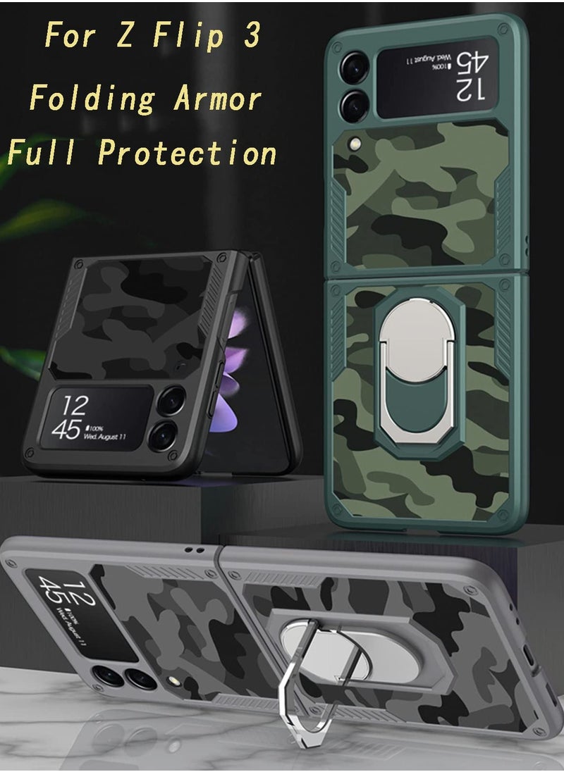 Excefore Case for Samsung Z Flip 3 Case, Built-in Kickstand Shockproof Fold 360 degrees Protection Cover  - Image 2